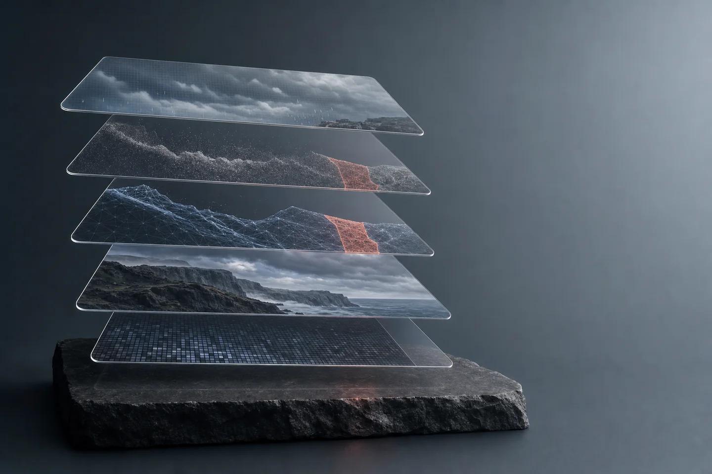 Layered media artifact separates captured content, synthetic alteration, identity, context, and claim.
