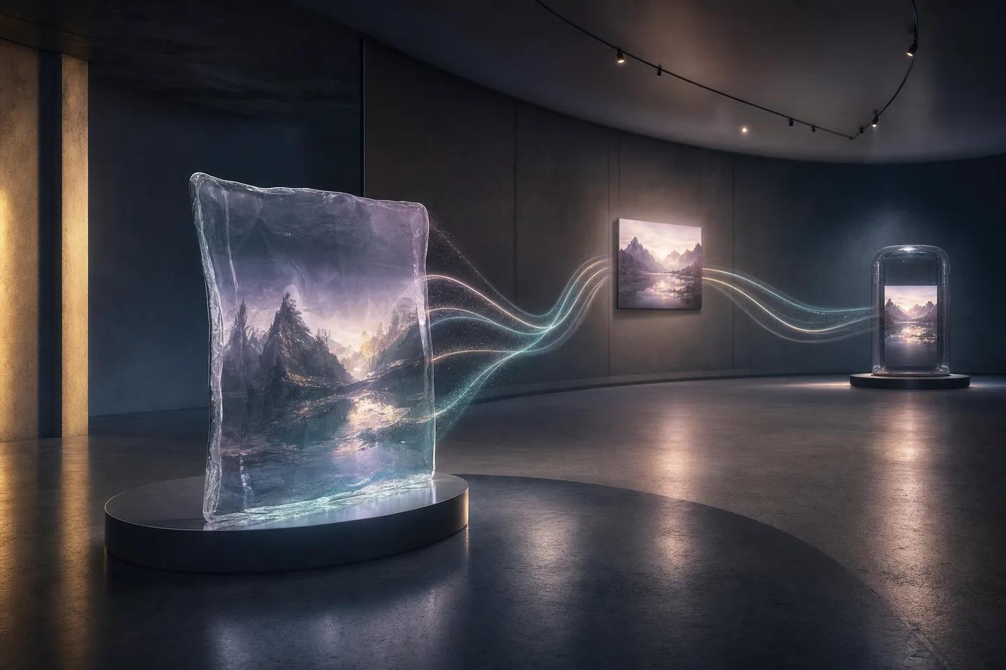 A transformed media object resonates with an original and its distant provenance record.