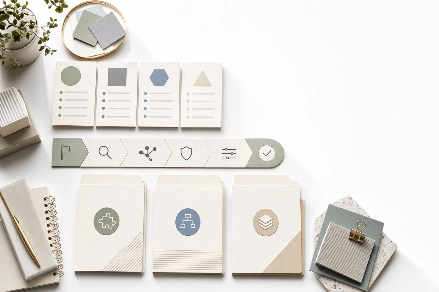Verification objects arranged on a white surface representing a comparison of deepfake detection software.
