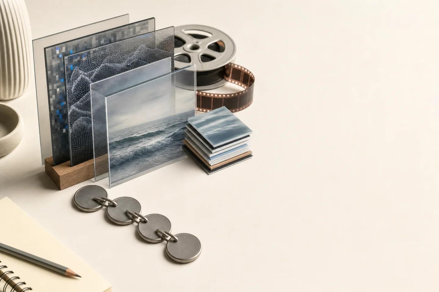 Editorial still life representing an original image preserved alongside its analysis views.
