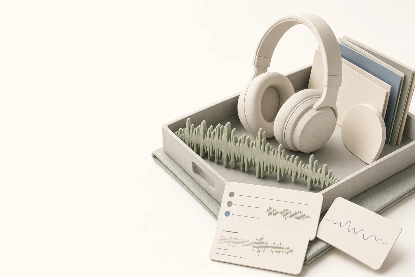 Still life of verification objects on a white surface, used to illustrate defending against voice-based deepfake fraud.