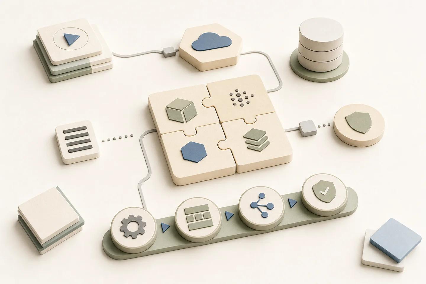 Verification objects on a white surface representing a deepfake detection API integration.