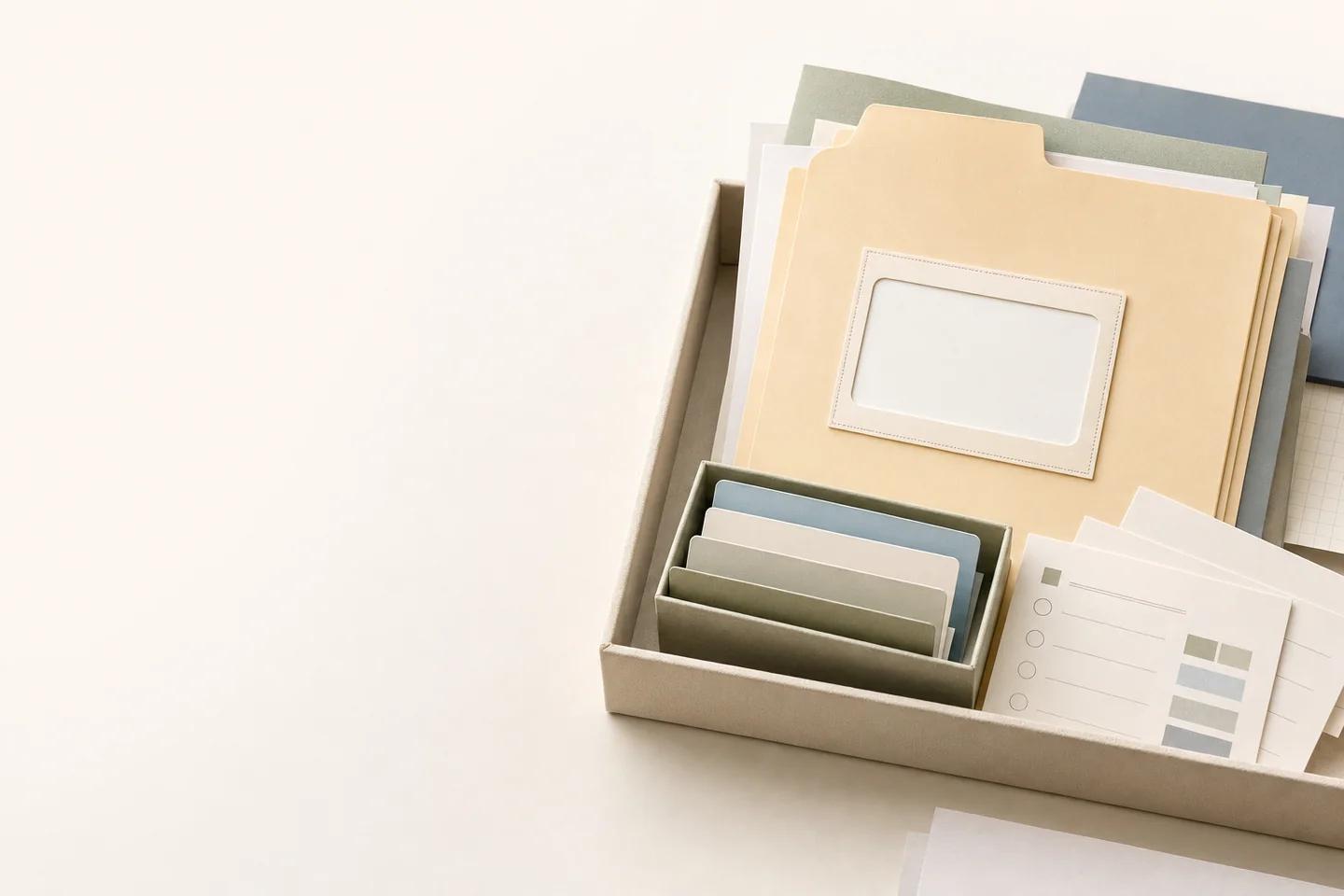 Verification objects on a white surface representing KYC identity checks.